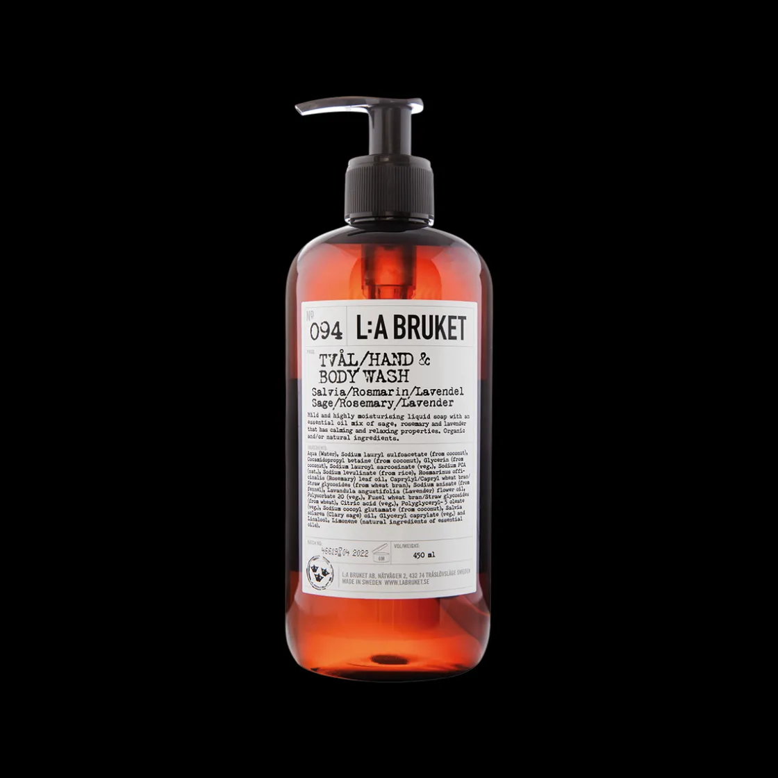 L:a Bruket 094 Hand & Body Wash 450ml New