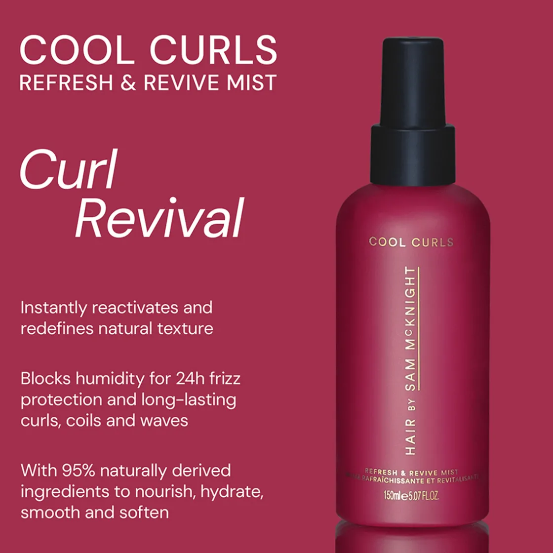 Hair by Sam McKnight Cool Curls Refresh & Revive Mist 150ml New