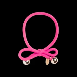 IA BON Hair Tie with Gold Bead Neon Pink Best